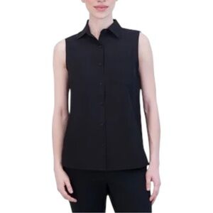 Gaiam Women’s Sleeveless Button Up Shirt Black Extra Small Stretch XS